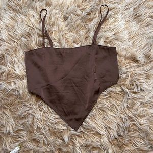 H&M Dark Brown Silky Handkerchief Top